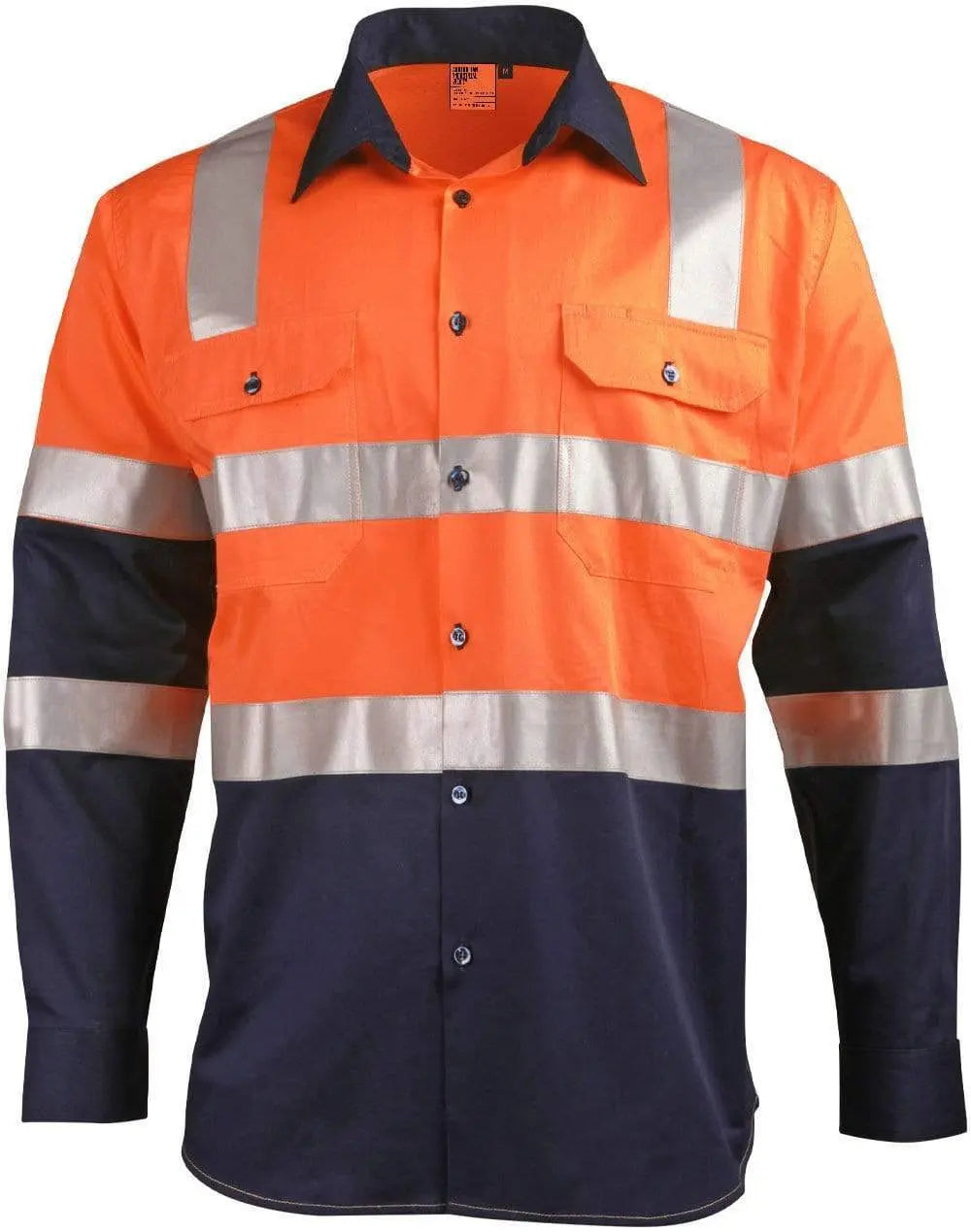 Winning Spirit Biomotion Day/night Light Weight Safety Shirt With X Back Tape Configuration Sw70 Work Wear Winning Spirit Orange/Navy 2XS